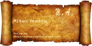 Mikes Anetta névjegykártya